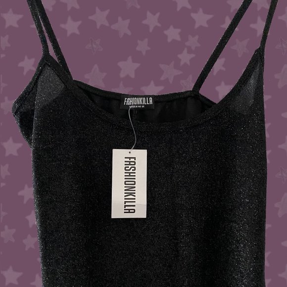 NWT BLACK BODYCON SPARKLY DRESS - Picture 2 of 4